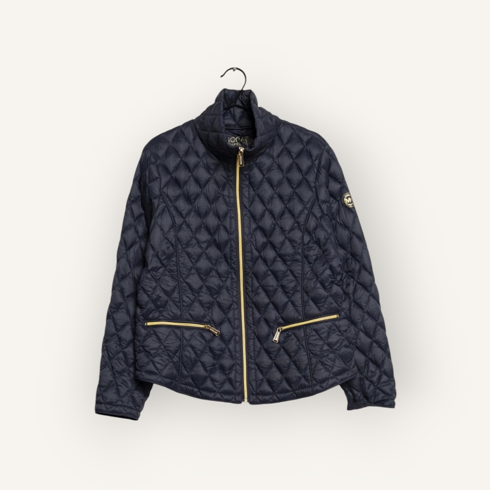 Michael Kors Navy Quilted Jacket with Gold Accents!